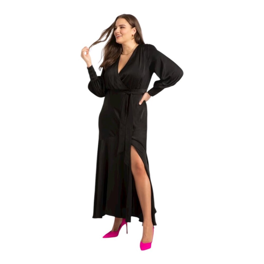 Eloquii Black Satin Maxi Dress